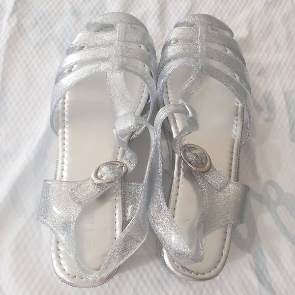 Platform Jelly Sandals - Glitter Silver NWB - Picture 11 of 11